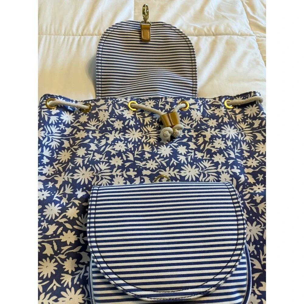 Vineyard Vines Otomi Print Stripe Daypack Backpack Royal Ocean Blue